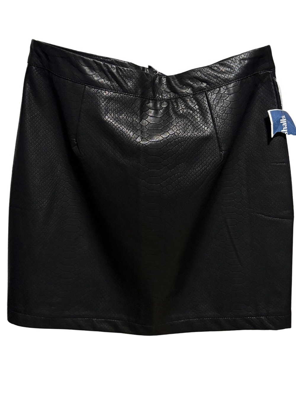 NWT Stella Luce Black Faux Leather Mini Skirt with Subtle Snake Texture